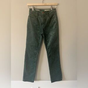 Pilcro And The Letterpress Green Velvet Corduoroy High Rise Slim Pants Size 25
